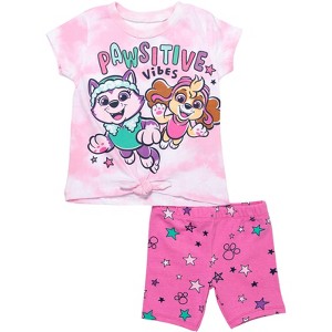 PAW Patrol T-Shirt Tie Dye Bike Shorts Outfit Set Toddler - 1 of 4