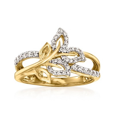 Ross-Simons 0.33 ct. t.w. Diamond Ivy Leaf Ring in 14kt Yellow Gold