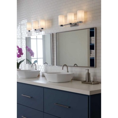 Estrada Polished Chrome 3-Light Vanity with Opal Glass Shades