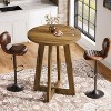 Lantine Round Bar Table, 40.15" Bar Height, Bistro Pub Table for Small Bars, Living Room, Kitchen, Brown (Only Table) - 3 of 4