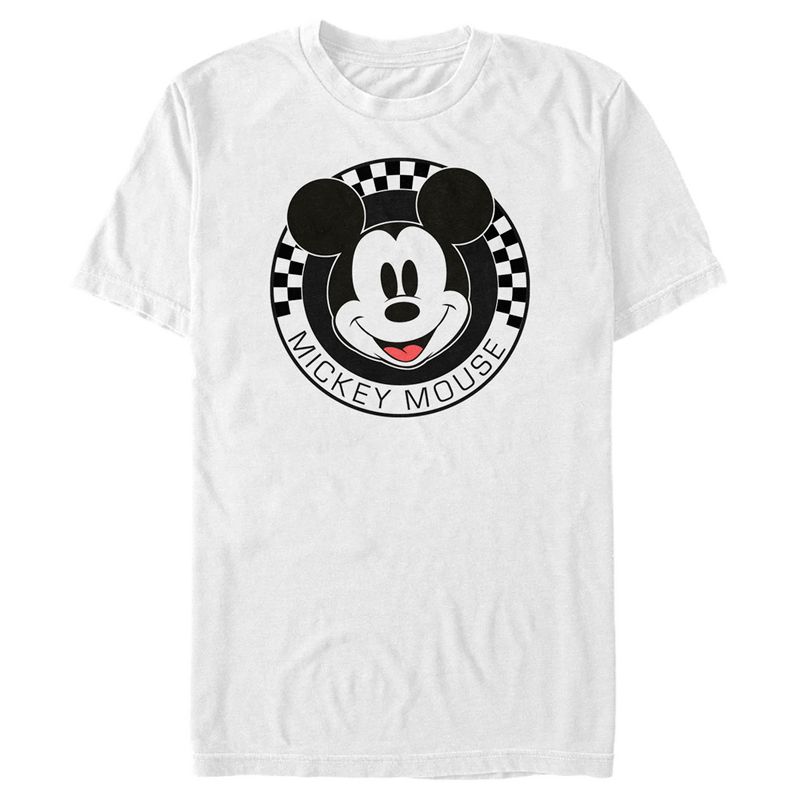 Men's Mickey & Friends Checkered Mickey Mouse Portrait T-Shirt, 1 of 6