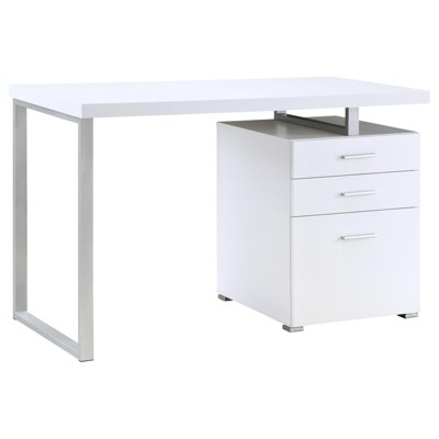 NicBex 47.25 Inch Reversible Computer Home Office Desk with 3 Drawers and File Cabinet,White/Black