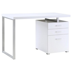 NicBex 47.25 Inch Reversible Computer Home Office Desk with 3 Drawers and File Cabinet,White/Black - 1 of 4