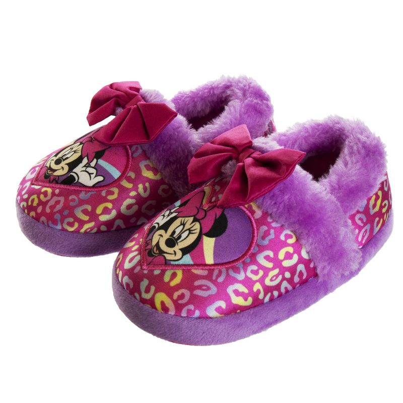 Disney Kids Girl's Minnie Mouse Slippers - Plush Lightweight Warm Comfort Soft Aline House Slippers - Fuchsia Purple (size 5-12 Toddler/Little Kid), 2 of 9