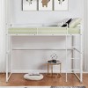 MAYEERTY Twin Size Metal Loft Bed, Loft Bed Frame with Safety Guard Rails & Flat Ladder, for Kids Teens Adults, White - 2 of 4