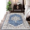Washable Vintage Oriental Rug Non Slip Low Pile Rug Soft Throw Floor Cover Retro Medallion Foldable Indoor Carpet for Living Room Bedroom - 4 of 4