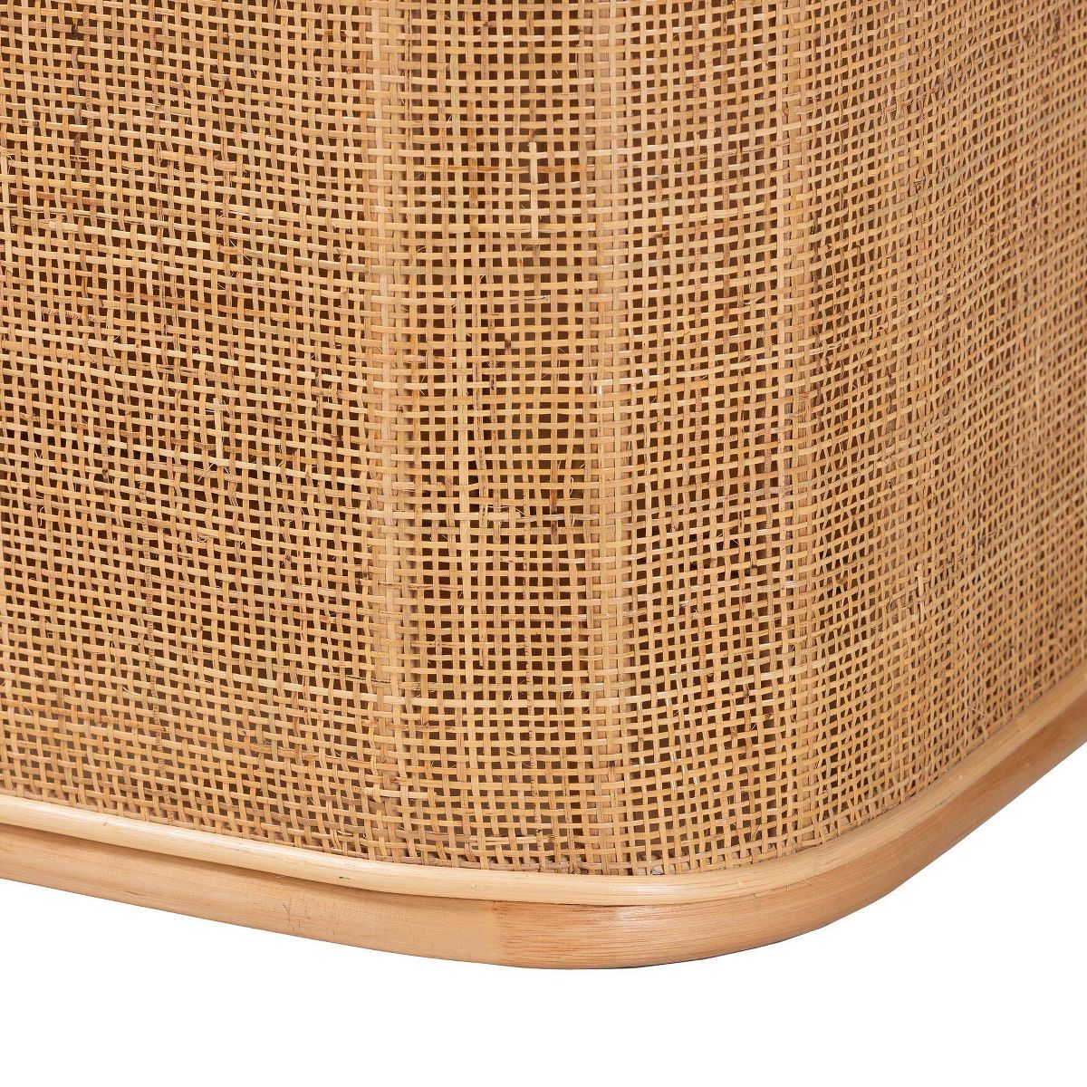 bali & pari Ishana Natural Rattan Storage Bench Natural/White: Upholstered Polyester, Plywood Frame, No Assembly Required - thumbnail 7