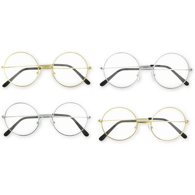 Zodaca 4 Pack Wizard Glasses, Halloween Costume Accessories, Cosplay, Gold and Silver
