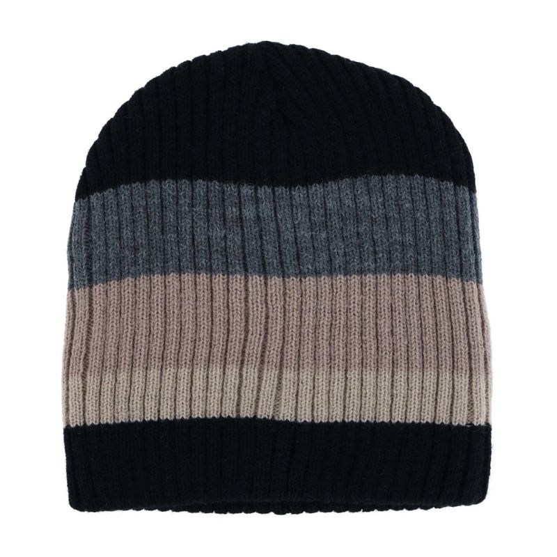 CTM Men's Heavy Knit Wool Blend Striped Winter Beanie Hat, 1 of 2