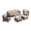 Sonkuki 6 Pieces Patio Sofa & Ottomans & Chair & Coffee Table Set, Conversation Couch with Sand Cushion - 2 of 4