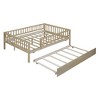 TIRAMISUBEST Twin/Full Size Daybed with Trundle and Fence Guardrails, Solid Wood Daybed Frame Sofa Bed with Slats Support for Bedroom Living Room - 4 of 4