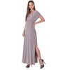 24seven Comfort Apparel Womens Flutter Sleeve Metallic Knit Maxi Dress Front Slit Empire Waist - 2 of 4