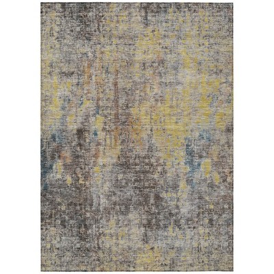 Brown And Gold Abstract Washable Indoor Outdoor Area Rug