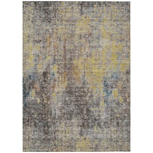 Brown And Gold Abstract Washable Indoor Outdoor Area Rug - 1 of 4
