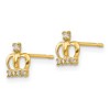 Black Bow Jewelry Kids 6mm Cubic Zirconia Crown Post Earrings in 14k Yellow Gold - 2 of 4