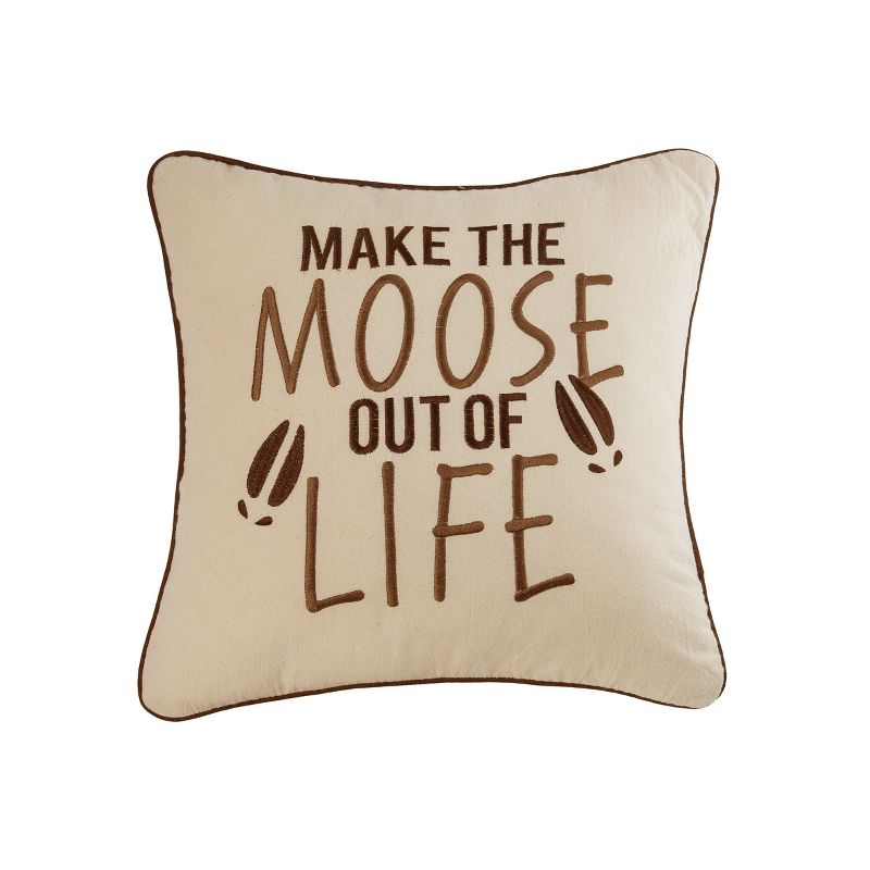 C&F Home 18" x 18" Moose Out of Life Embroidered Throw Pillow, 1 of 4