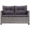 vidaXL 2-Seater Patio Sofa with Cushions Gray 48.8" Poly Rattan - 3 of 4