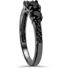 Pompeii3 1 1/5ct Heat Treated Black Diamond 3 Stone Ring 10K Black Gold - 2 of 4
