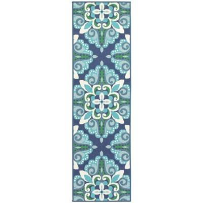 Oriental Weavers Meridian 2206B Blue/ Green Indoor/Outdoor Area Rug - 2'3" x 7'6"