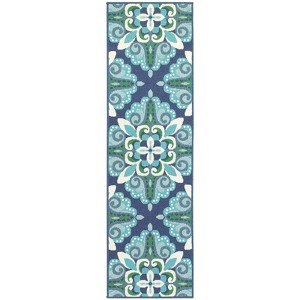 Oriental Weavers Meridian 2206B Blue/ Green Indoor/Outdoor Area Rug - 2'3" x 7'6" - 1 of 4