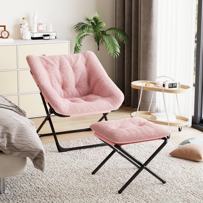 Saucer Chair, Plush Comfy Seat with Non-Slip Base for Teens & Adults, XL Foldable Lounge Chair for Bedroom/Dorm, Accent Chair