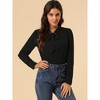 INSPIRE CHIC Women's Bow Tie Neck Elegant Long Sleeve Solid Work Office Blouse - 2 of 4