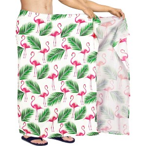 HAPPY BAY Men's Pareo Sarong Wraps Swim Bath One Size Snow Flamingo - 1 of 4