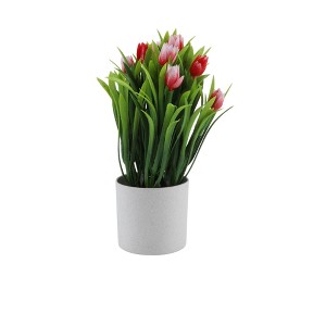 Unique Bargains Artificial Plants Tulip Decorative Pot Plastic 3.15"x3.15"x9.84" 1 Pc - 1 of 4
