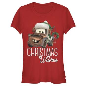 Juniors Womens Cars Merry Christmas Mater T-Shirt