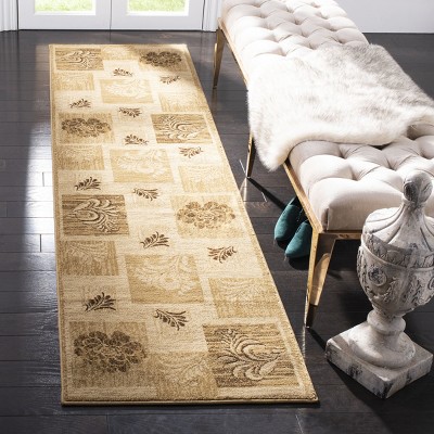 Ivory and Multicolor Floral Patchwork Area Rug, 2'3" x 8'