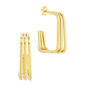 SHINE by Sterling Forever Square Prong Davina Hoop - 1 of 3