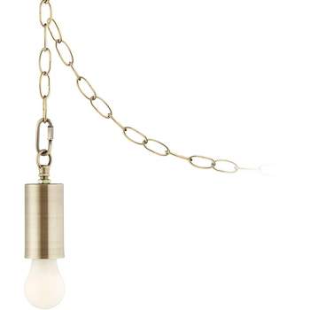 Possini Euro Design Antique Brass Plug-In Swag Chandelier 5 1/2" Wide Modern Frosted A19 LED Bulb for Dining Room House Entryway