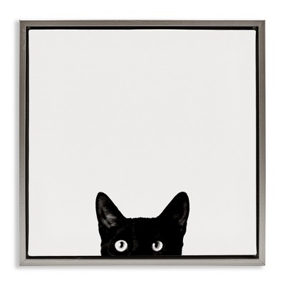 Stupell Industries Black Cat Peeking From Below, 25" x 25"