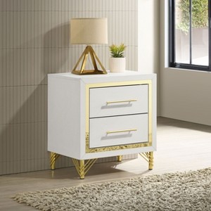 PAGED Nightstand Modern Side Table with 2 Storage Drawers and Gold Handles, Bedside Cabinet for Bedroom, Living Room - 1 of 4