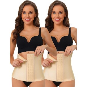 Allegra K Women's 3 Hooks Workout Tummy Control Weight Loss Waist Cinchers 2 Pcs - 1 of 4