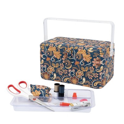 Singer Lg Basket Rolled Edge Tropical Print Matching Zipper Pouch And Sew  Kit : Target