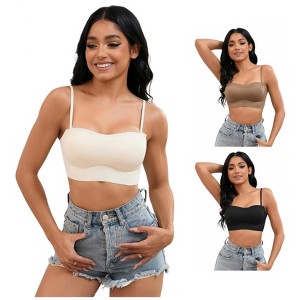 INSPIRE CHIC 3 Pcs Women's Push Up U Back Adjustable Straps Full Cup Wirefree Tube Convertible Bras - 1 of 4