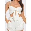 Slickblue Women's Front Oversized Bow Crop Top & Shorts Set, Twisted Tie Back, Elastic Waist, Black/White/Lime, Size S-L - 4 of 4