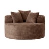 WJSHome Oversized Round Chaise Longue Chair Indoor,Upholstered Corduroy Deep Seat Circle Single Foam Couch,Cloud Lounge Floor Sofa Chair, Brown - 3 of 4