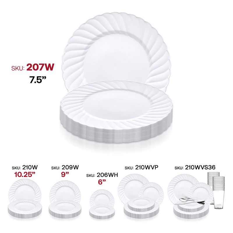 Smarty Had A Party 7.5" White Flair Plastic Appetizer/Salad Plates (180 Plates), 5 of 7