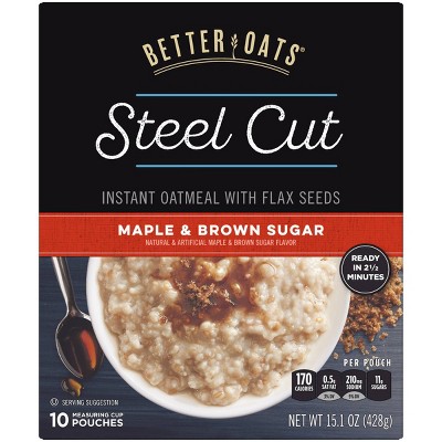 Better Oats Revolution! Steel Cut Oats Maple & Brown Sugar Oatmeal - 10ct