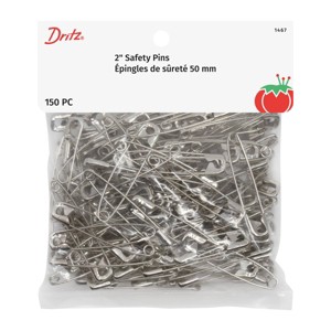 Dritz 2" 150ct Safety Pins Nickel-Plated Steel: Multipurpose Sewing Pins for Clothes, Large Silver Steel - 1 of 4