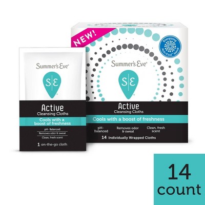 Summer's Eve Active Feminine Cleansing, Cooling & Refreshing Wipes - 14ct