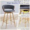 QingMoon Swivel Bar Stools Set of 2, Linen Upholstered Barstools, Modern Counter Height Chairs with Adjustable Non-Slip Foot Mat for Kitchen Island - 3 of 4
