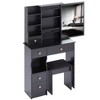 PAGED Vanity Tables and Stool Set with A 29.2" Small Left-Drawer Dressing Table and Oversized Touch-Sensitive Sliding LED Mirror - 2 of 4