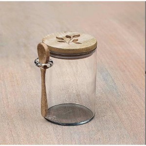 MaseiKar Glass Storage Jar with Wooden Lid & Spoon，Kitchen Canister for Coffee, Tea, Sugar，Kitchen Storage Glass Jar - 1 of 4