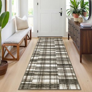 Modern Large Striped Geometric Machine Washable Area Rug Stain Resistant Throw Carpet Non Slip Low Pile Mat - 1 of 4