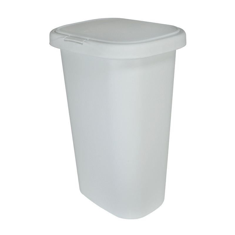 Rubbermaid 13 Gallon Rectangular Spring-Top Lid LinerLock Kitchen Home Office Wastebasket Trash Can for Tall Trash Bags, White, 1 of 7
