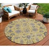 Yellow Gray And Charcoal Oriental Washable Indoor Outdoor Area Rug - 2 of 4