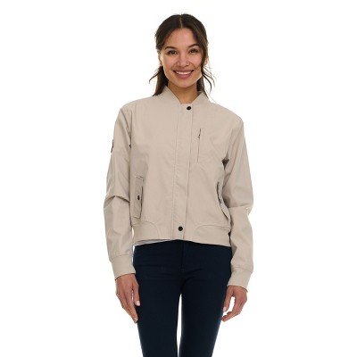 Canada Weather Gear Women's Bomber Flight Jacket – Lightweight Zip-Up Windbreaker with Ribbed Cuffs & Patch
